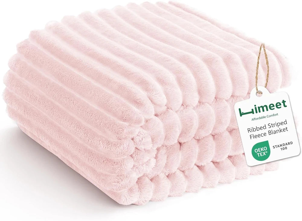 Ribbed Pink Fleece Throw